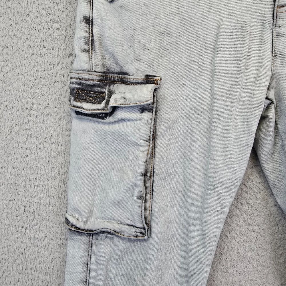 Slim Straight Cargo Jeans‎ Men's 32 Gray Acid Wash Skater Grunge Y2K Stretch - Picture 14 of 16